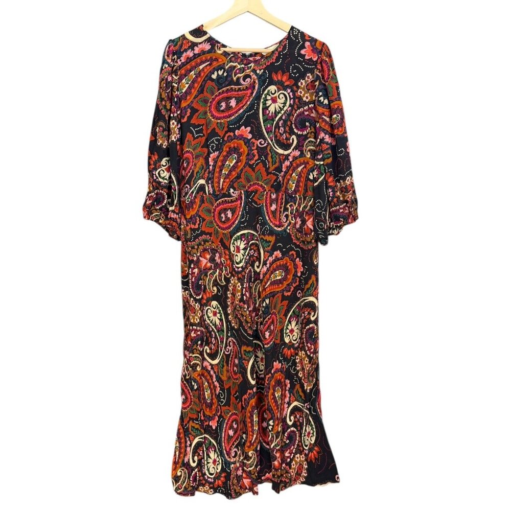 Kachel‎ Anthropologie Multicolor Puff Sleeve Maxi Dress 3X Cottagecore Dopamine